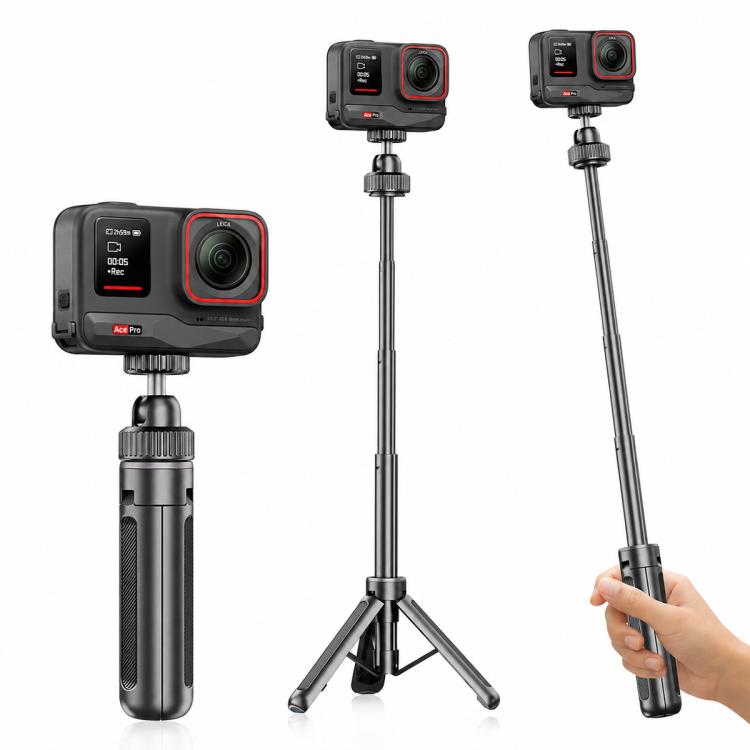 Trípode de mesa telescópico VT-12 con rótula de 1/4" para selfies, compatible con, Insta360, GoPro y otras cámaras de acción…