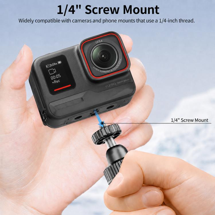 Trípode de mesa telescópico VT-12 con rótula de 1/4" para selfies, compatible con, Insta360, GoPro y otras cámaras de acción…