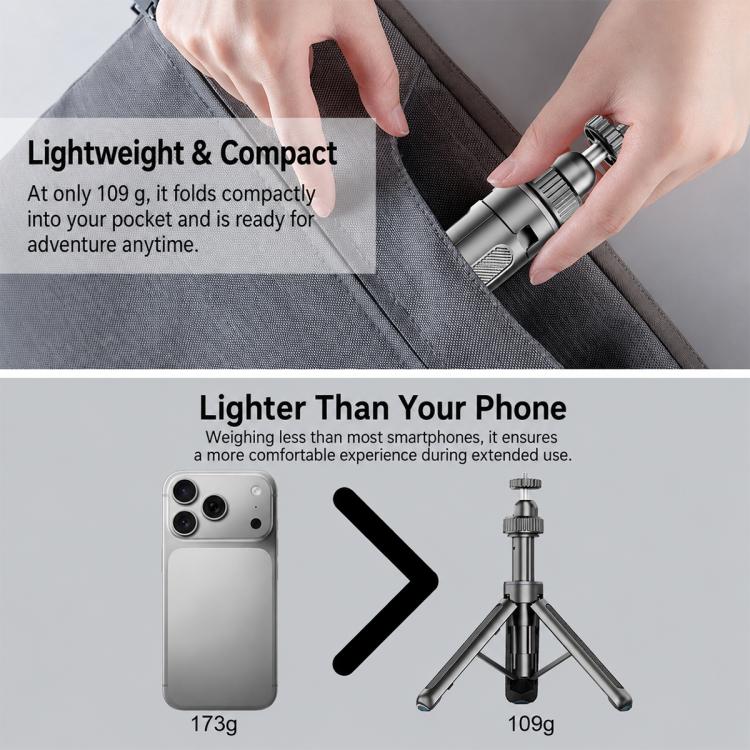 Trípode de mesa telescópico VT-12 con rótula de 1/4" para selfies, compatible con, Insta360, GoPro y otras cámaras de acción…