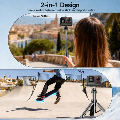 Trípode de mesa telescópico VT-12 con rótula de 1/4" para selfies, compatible con, Insta360, GoPro y otras cámaras de acción…