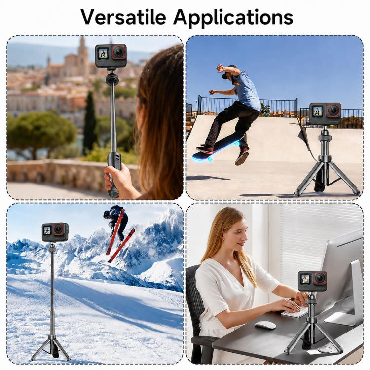 Trípode de mesa telescópico VT-12 con rótula de 1/4" para selfies, compatible con, Insta360, GoPro y otras cámaras de acción…