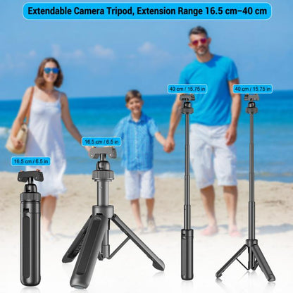 Trípode de mesa magnético VT-10 con rótula telescópica y palo selfie, Insta360, GoPro y otras cámaras de acción para DJI Osm…