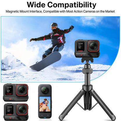 Trípode de mesa magnético VT-10 con rótula telescópica y palo selfie, Insta360, GoPro y otras cámaras de acción para DJI Osm…