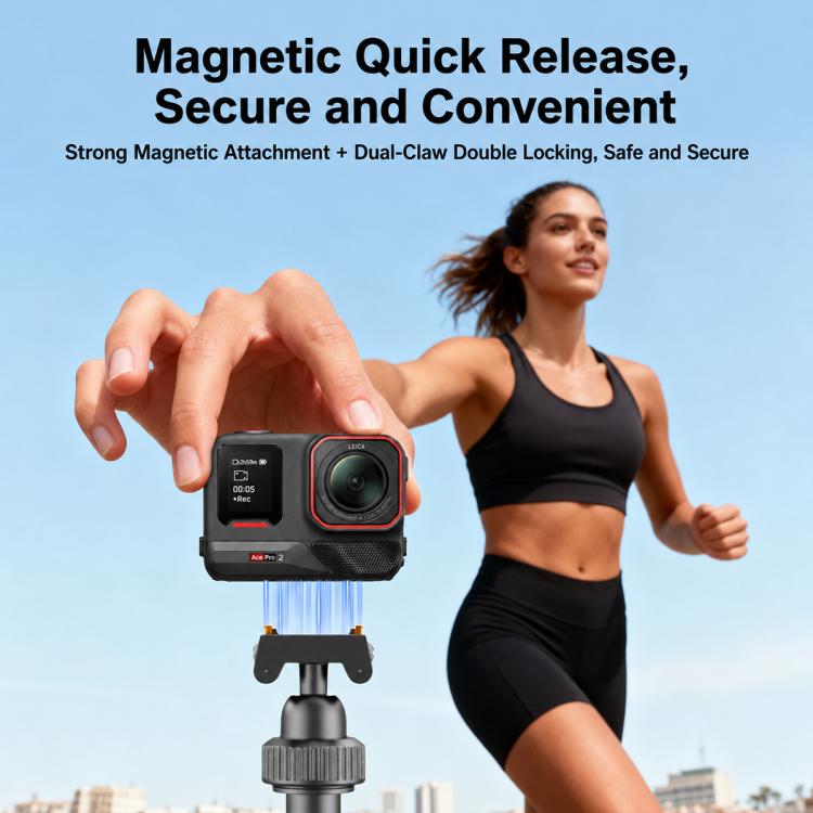 Trípode de mesa magnético VT-10 con rótula telescópica y palo selfie, Insta360, GoPro y otras cámaras de acción para DJI Osm…