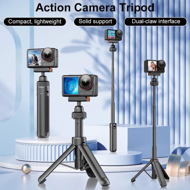 Trípode VT-09 Mini telescópico magnético de escritorio para selfies, compatible con Action 6 / 5 Pro / 4 / 3 (Negro) para DJ…