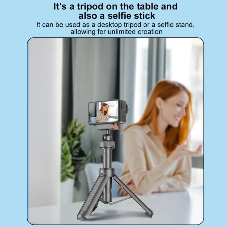 Trípode VT-09 Mini telescópico magnético de escritorio para selfies, compatible con Action 6 / 5 Pro / 4 / 3 (Negro) para DJ…