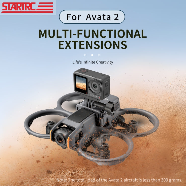 Soporte de expansión para cámara de acción STARTRC para DJI Avata 2 (negro) — imagen 2