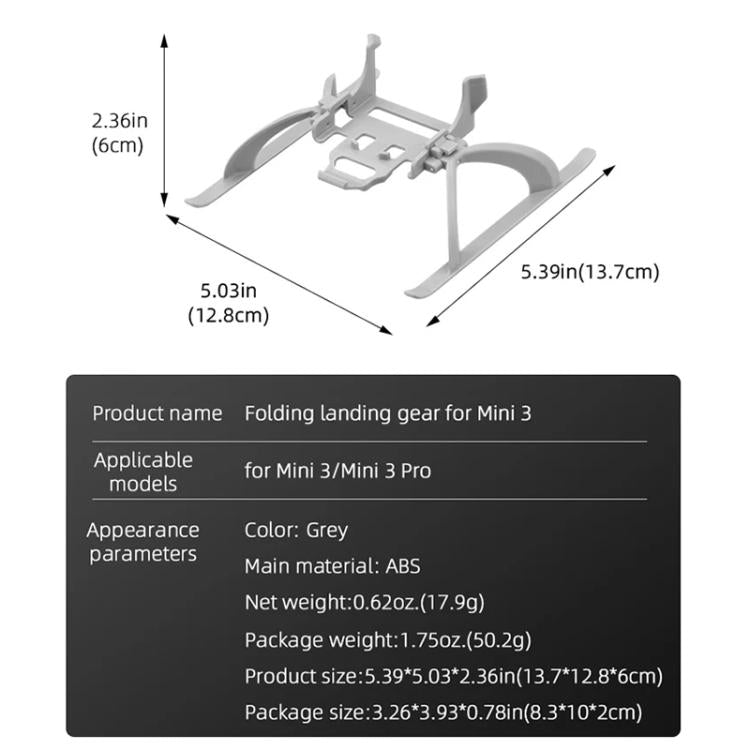 Bastidor de entrenamiento de tren de aterrizaje elevado plegable BRDRC para DJI Mini 3 (gris) — imagen 9