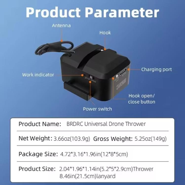 Sistema de lanzamiento aéreo BRDRC para drones, lanzador parabólico para DJI Mavic 3 / Mini 4 Pro / Air 3 (negro) para DJI D…