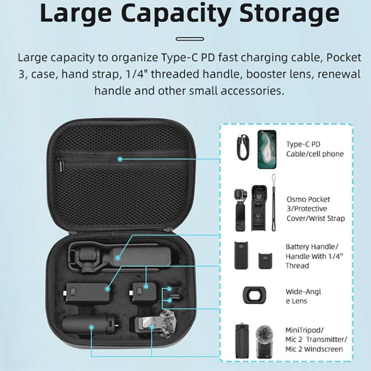 Estuche de transporte portátil y bolsa de hombro para DJI Osmo Pocket 3 (negro) — imagen 6