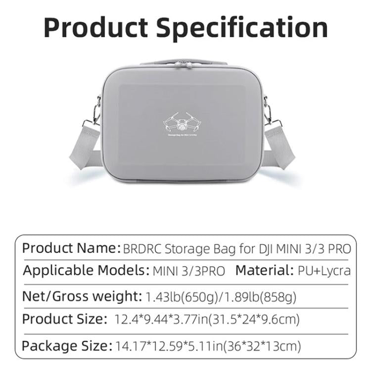 Bolsa de transporte y almacenamiento para control remoto de hombro BRDRC para DJI Mini 3 (gris) — imagen 13