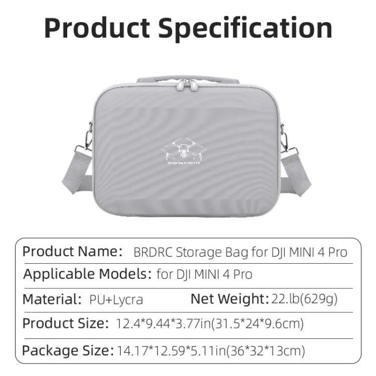 Bolsa de transporte y almacenamiento para control remoto de hombro BRDRC para DJI Mini 4 Pro (gris) — imagen 13
