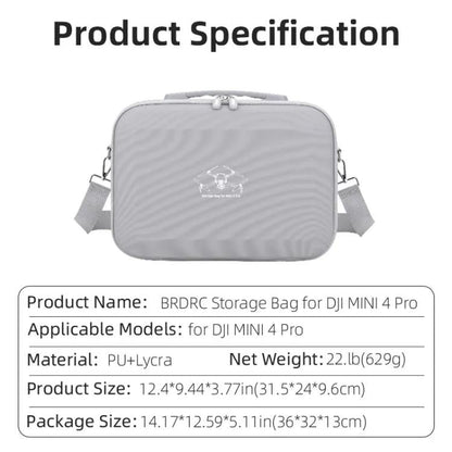 Bolsa de transporte y almacenamiento para control remoto de hombro BRDRC para DJI Mini 4 Pro (gris) — imagen 13