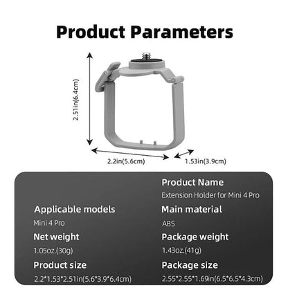 Soporte Adaptador de para cámara de acción BRDRC, extensión de cardán para dron para DJI Mini 4 Pro (gris) — imagen 10