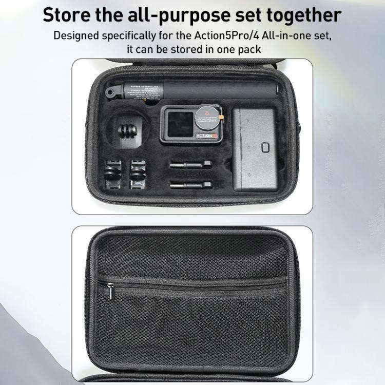Bolsa de almacenamiento de PU para cámara y accesorios Pro/4/3 para DJI Osmo Action 5 (negra) — imagen 4
