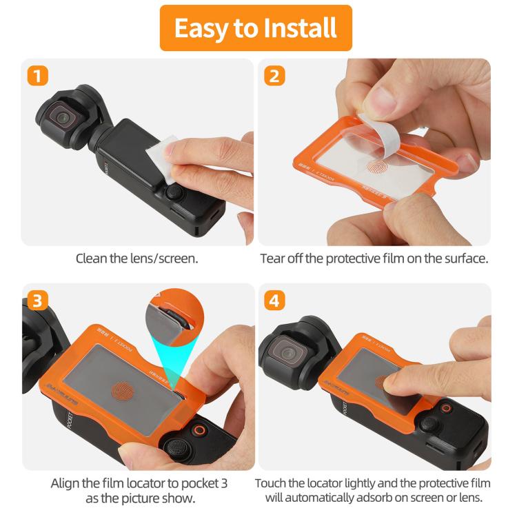 Película de vidrio Protector de pantalla AR antirreflejos, templado con localizador de película para DJI Osmo Pocket 3 — ima…