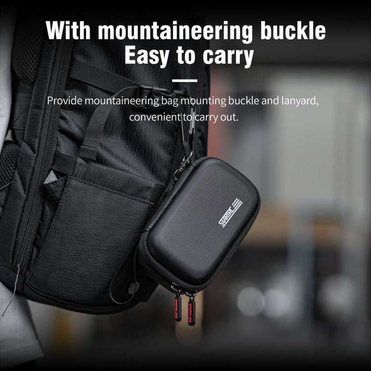 Estuche de transporte STARTRC portátil de PU con textura de diamante con mosquetón y correa para DJI Mic 2 (negro) — imagen 5