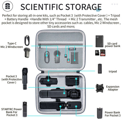 Estuche de transporte STARTRC Caja de almacenamiento portátil de PU para DJI Osmo Pocket 3 (gris) — imagen 3