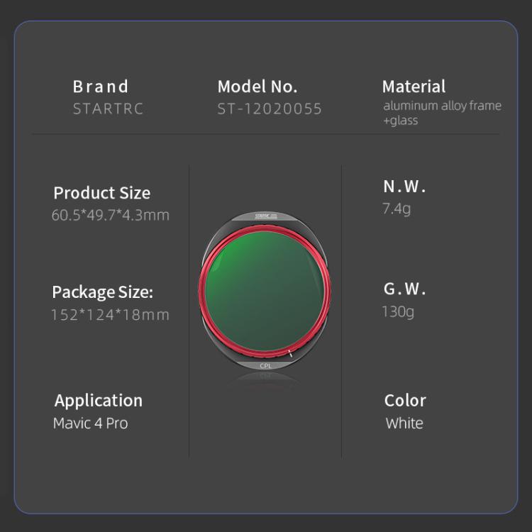 Filtro de lente STARTRC CPL para DJI Mavic 4 Pro — imagen 9