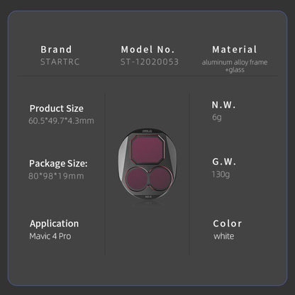 Kit de filtros de lente STARTRC 4 en 1 ND8, ND16, ND32 y ND64 para DJI Mavic 4 Pro — imagen 14