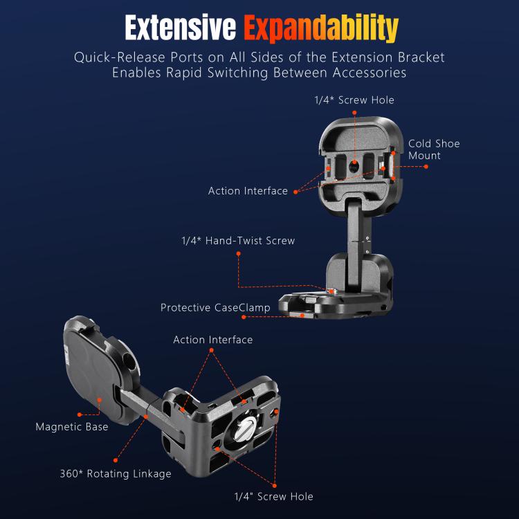 Soporte de expansión metálico en forma de L STARTRC para DJI Osmo Pocket 3 (negro) — imagen 9