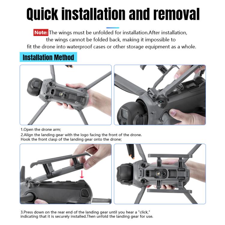 Trineo STARTRC con tren de aterrizaje elevado, anticaída y antisuciedad para DJI Mavic 4 Pro (gris) — imagen 15