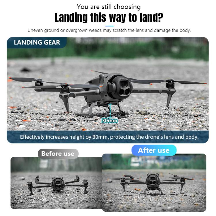 Trineo STARTRC con tren de aterrizaje elevado, anticaída y antisuciedad para DJI Mavic 4 Pro (gris) — imagen 7