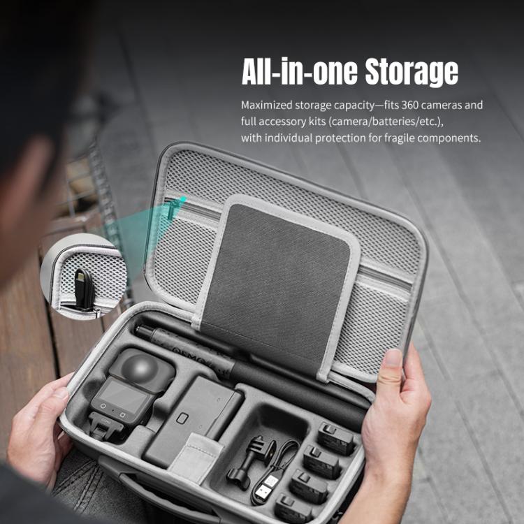 Bolso de mano portátil de PU, kit completo para DJI Osmo 360 (gris) — imagen 14