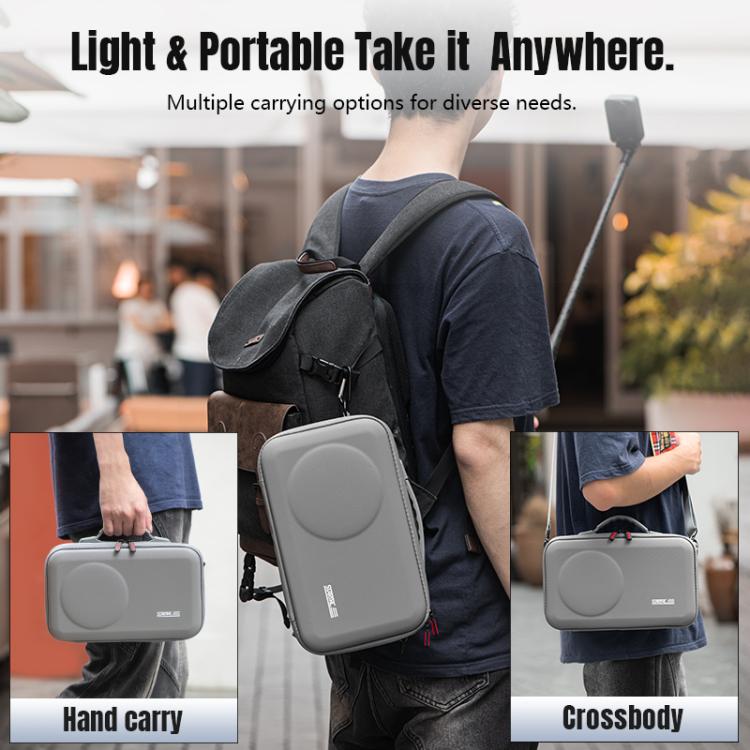 Bolso de mano portátil de PU, kit completo para DJI Osmo 360 (gris) — imagen 8