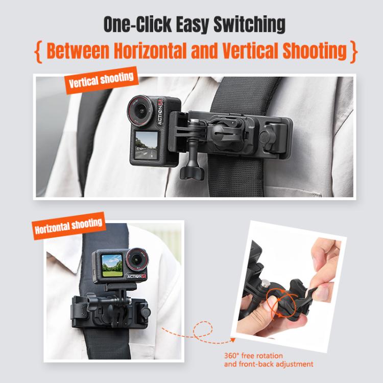 Soporte magnético para mochila STARTRC para cámaras de acción /GoPro para DJI Osmo 360 (negro) — imagen 9