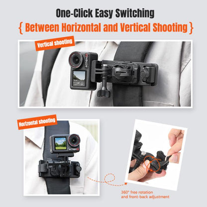 Soporte magnético para mochila STARTRC para cámaras de acción /GoPro para DJI Osmo 360 (negro) — imagen 9
