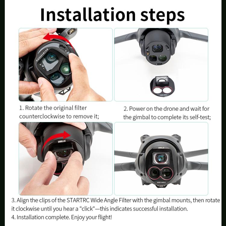Filtro de lente gran angular STARTRC para dron para DJI Mavic 4 Pro (negro) — imagen 12