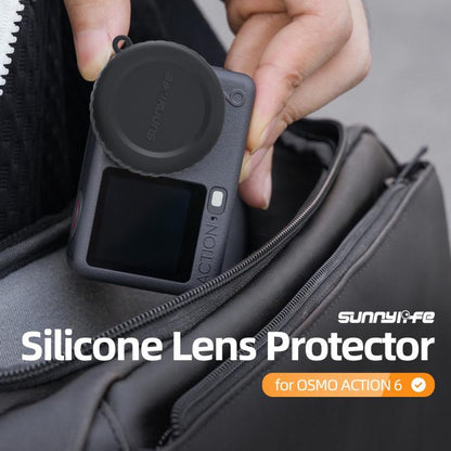 Funda protectora de silicona antiarañazos para lente de cámara Sunnylife para DJI Osmo Action 6 (negra) — imagen 3