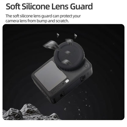 Funda protectora de silicona antiarañazos para lente de cámara Sunnylife para DJI Osmo Action 6 (negra) — imagen 4