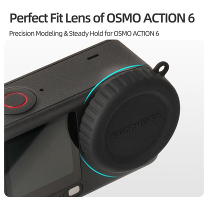 Funda protectora de silicona antiarañazos para lente de cámara Sunnylife para DJI Osmo Action 6 (negra) — imagen 5