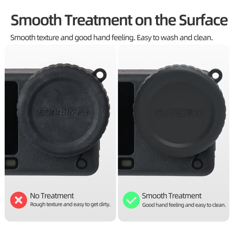 Funda protectora de silicona antiarañazos para lente de cámara Sunnylife para DJI Osmo Action 6 (negra) — imagen 8