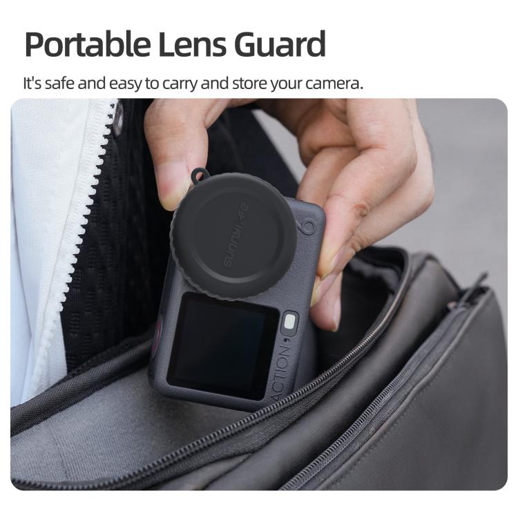 Funda protectora de silicona antiarañazos para lente de cámara Sunnylife para DJI Osmo Action 6 (negra) — imagen 9