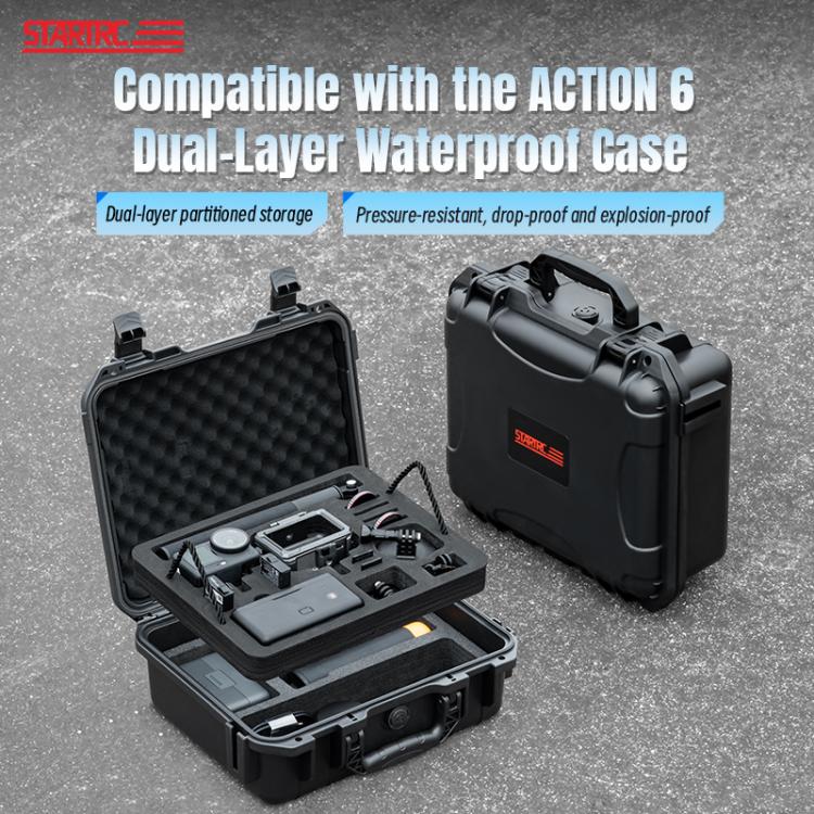 Maletín de almacenamiento de doble capa STARTRC impermeable de EVA ABS para DJI Osmo Action 6 / Osmo Action 3 (negro) para D…
