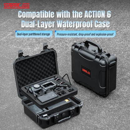 Maletín de almacenamiento de doble capa STARTRC impermeable de EVA ABS para DJI Osmo Action 6 / Osmo Action 3 (negro) para D…
