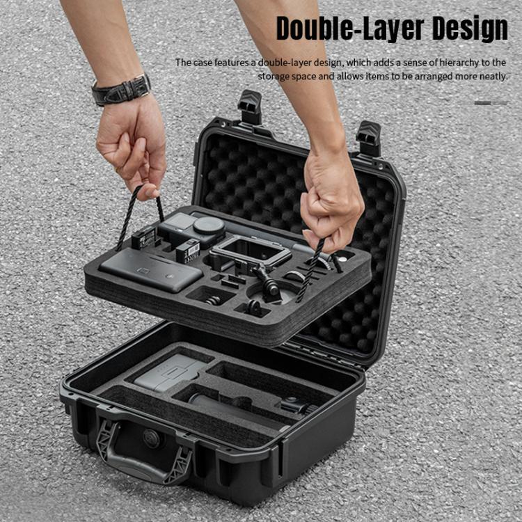 Maletín de almacenamiento de doble capa STARTRC impermeable de EVA ABS para DJI Osmo Action 6 / Osmo Action 3 (negro) para D…