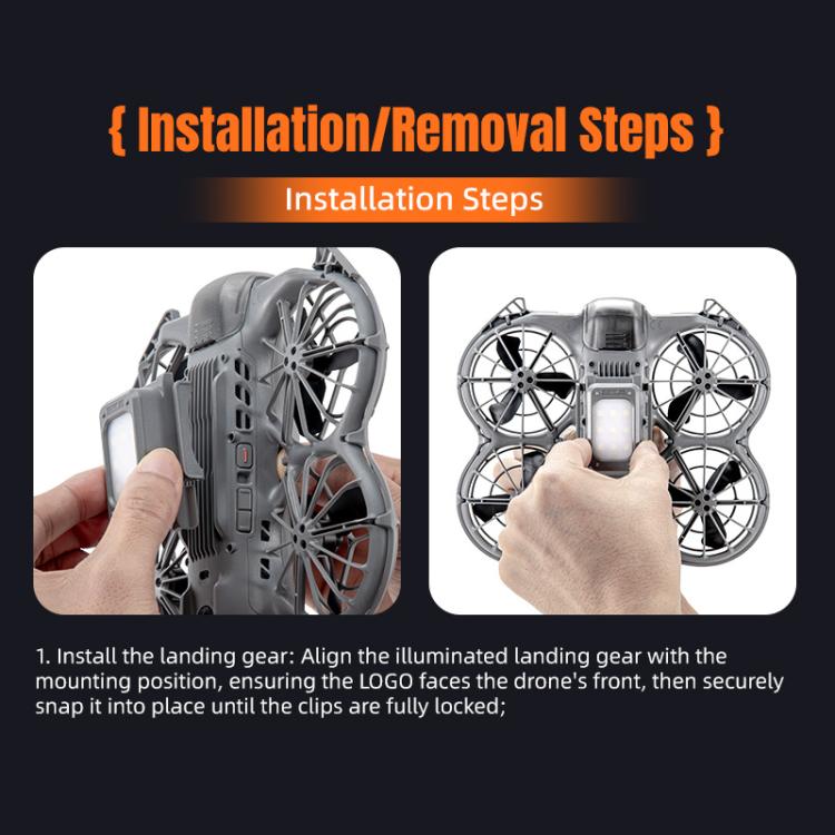 Soporte de entrenamiento para tren de aterrizaje elevado con luz LED STARTRC para DJI Neo (negro) — imagen 15