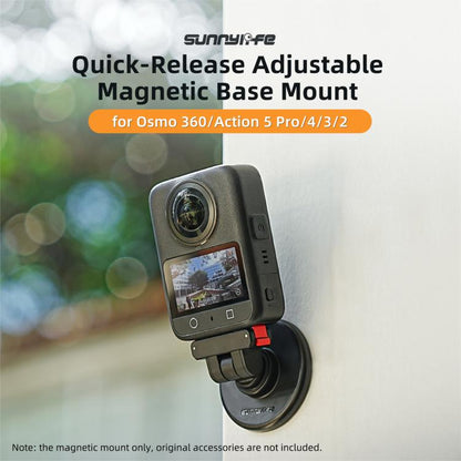 Base magnética de liberación rápida Sunnylife con inclinación ajustable de 1/4" a 180° para DJI Osmo 360 (negro) — imagen 3
