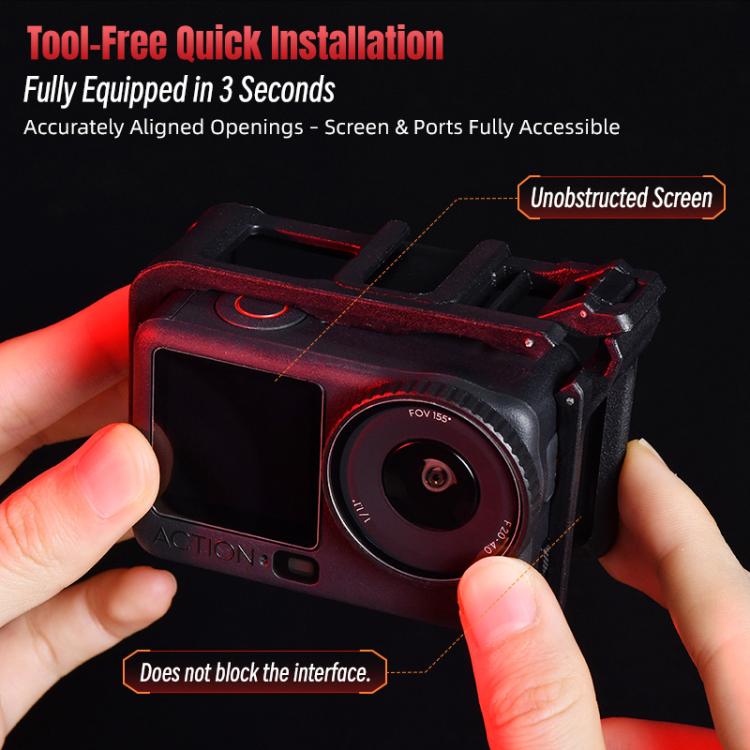 Marco adaptador de expansión vertical-horizontal con zapata fría para DJI Osmo Action 6 (negro) — imagen 13
