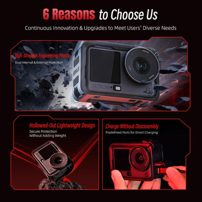 Marco adaptador de expansión vertical-horizontal con zapata fría para DJI Osmo Action 6 (negro) — imagen 9