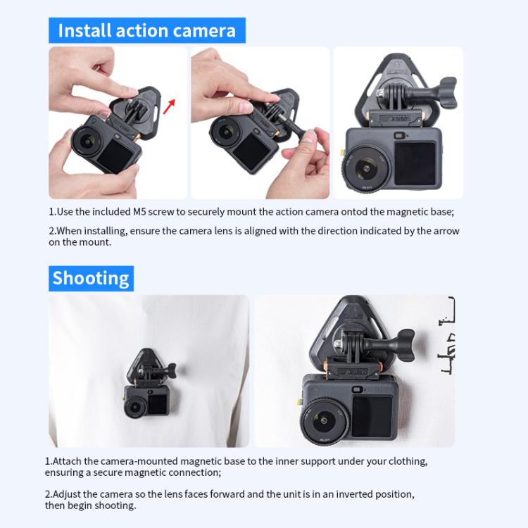 Soporte magnético para cuello de cámara de acción STARTRC, correa para el cuello para Vlog POV para DJI Osmo Action (negro)…