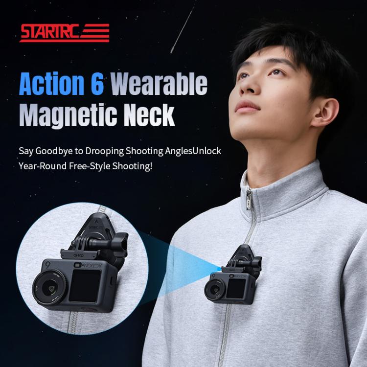 Soporte magnético para cuello de cámara de acción STARTRC, correa para el cuello para Vlog POV para DJI Osmo Action (negro)…