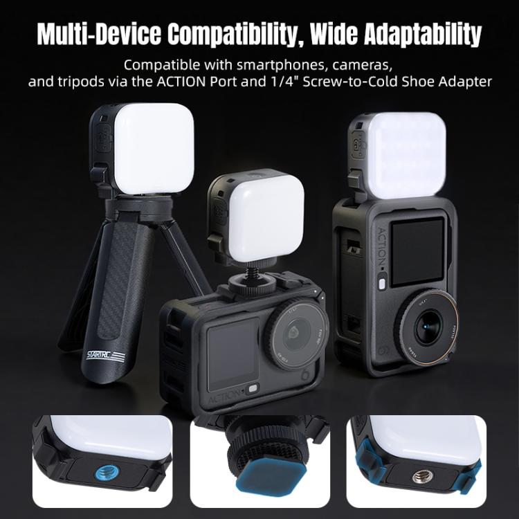 Luz de relleno de cubo pequeño STARTRC para DJI Osmo Action 6 (negra) — imagen 12