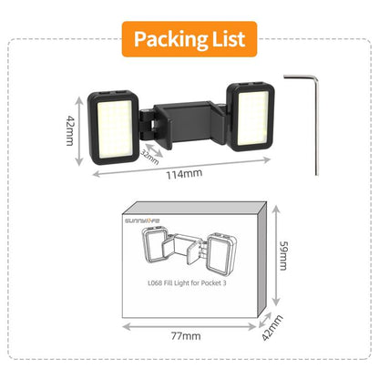 Luz de video LED ajustable Sunnylife, luz de relleno portátil tricolor regulable de liberación rápida para DJI Osmo Pocket 3…