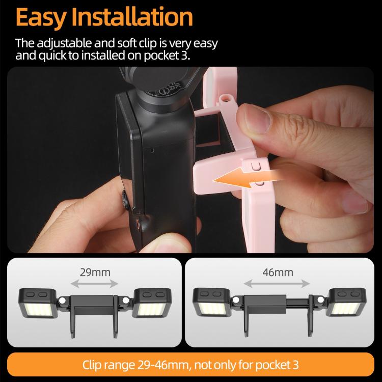 Luz de video LED ajustable Sunnylife, luz de relleno portátil tricolor regulable de liberación rápida para DJI Osmo Pocket 3…