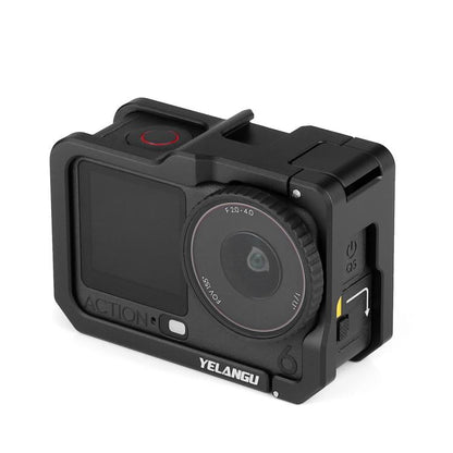 Marco de jaula de metal para cámara YELANGU con zapata fría para DJI Osmo Action 6 (negro)
